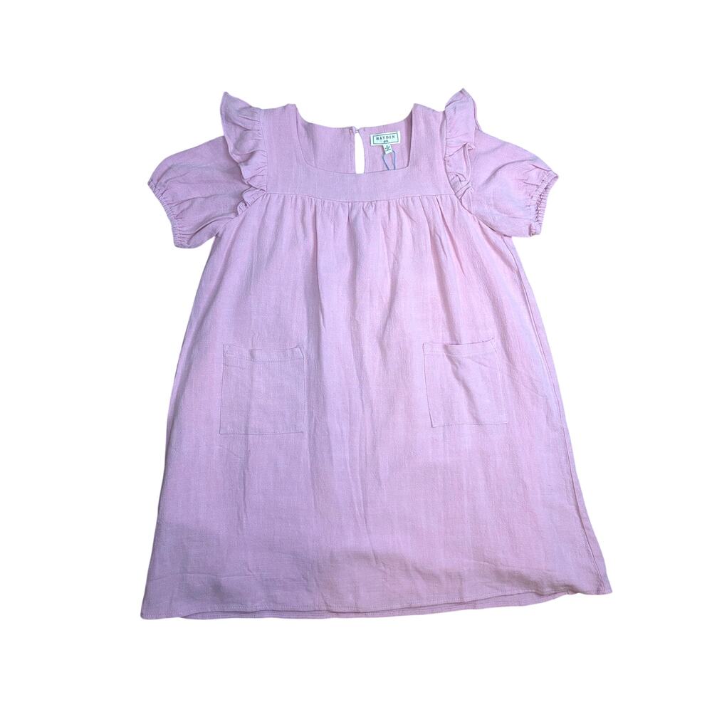 Hayden Girls NWT Pink Patch Pocket Square Ruffled Dress Size Small - Picture 7 of 7